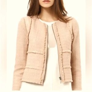 Rebecca Taylor Tan Tweed Blazer w/ Leather Detail